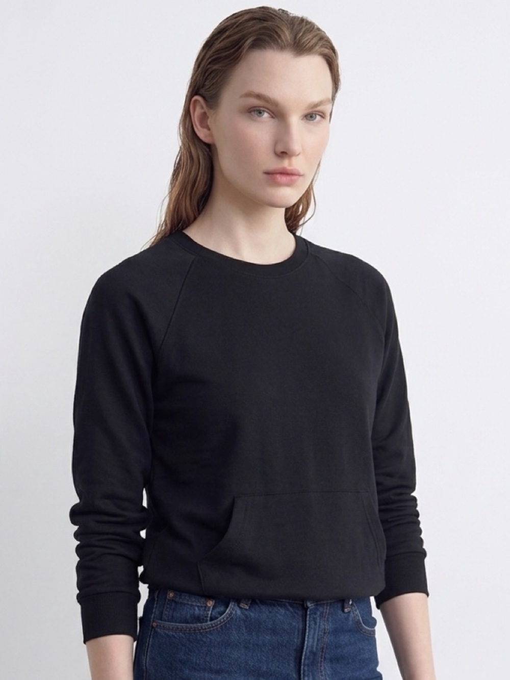 NWOT American Apparel Black Large Crewneck Pullover Long Sleeve T-Shirt